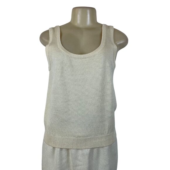 St. John Two-Piece Women's Beige Knitted Tank Top & Skirt Set Sleeveless Sz 8/10 - Picture 4 of 12